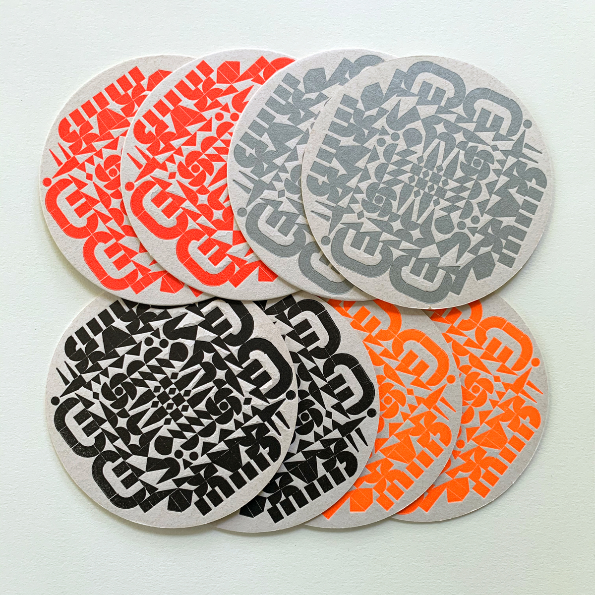 Multi-Color Letterpress Printed Coasters