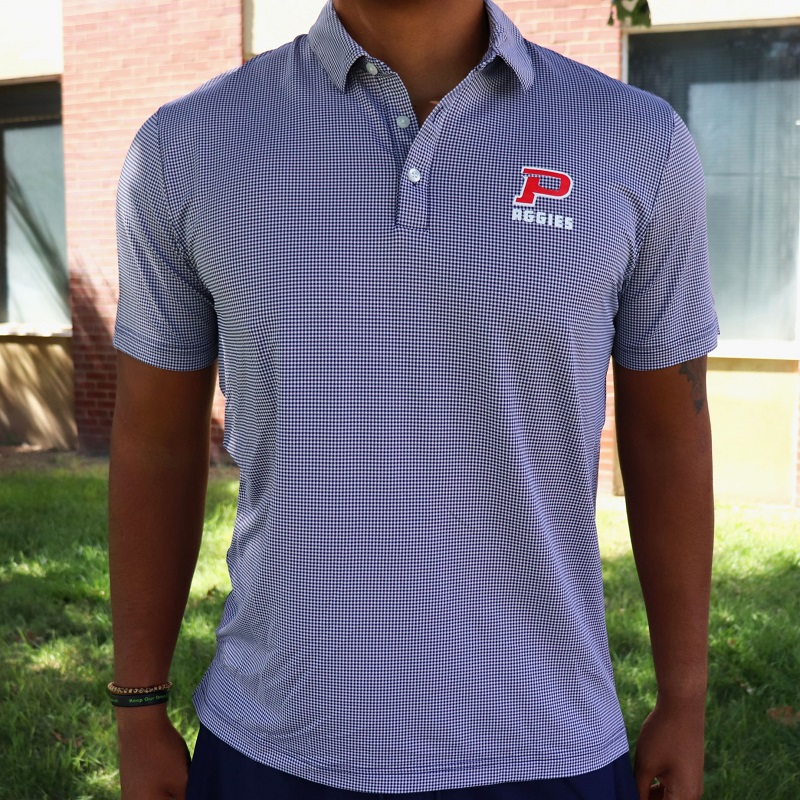 Men's Navy/White Gingham Polo