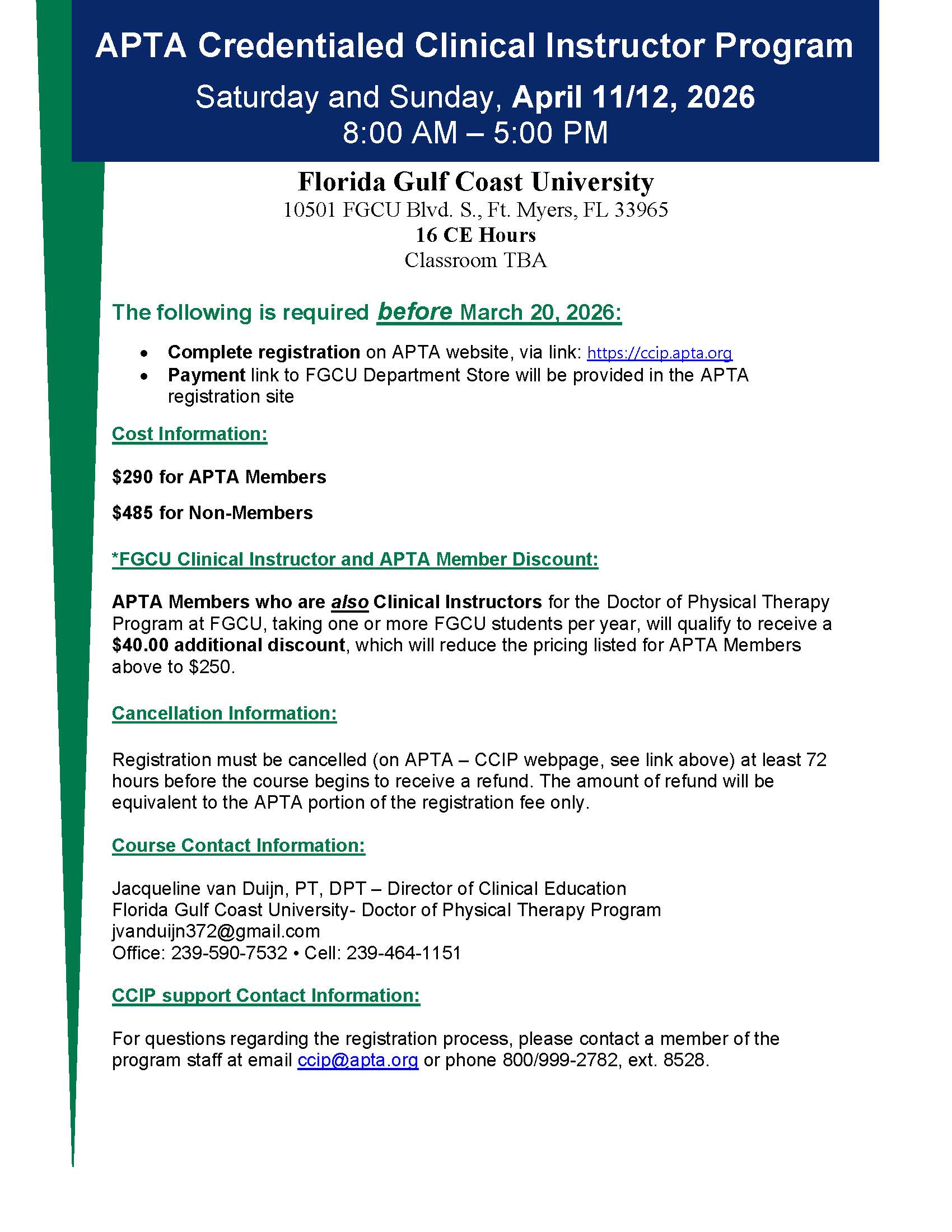 Credentialed Clinical Instructor Program (CCIP Level 1) -  April 11-12, 2026