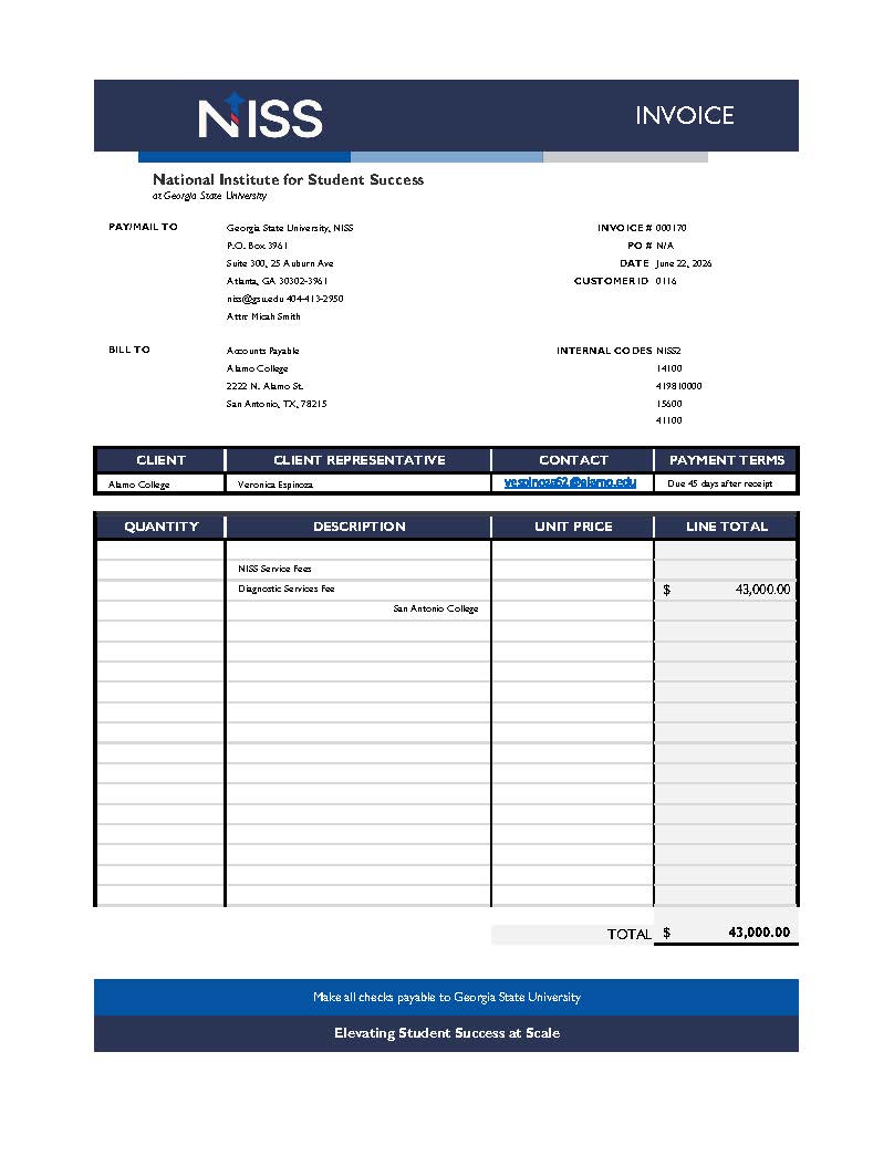 NISS Diagnostic & Playbook: Alamo College