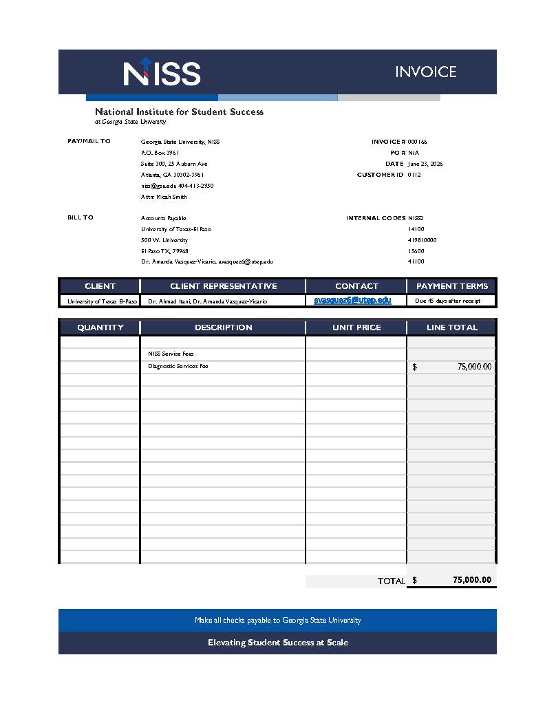 NISS Diagnostic & Playbook: University of Texas El Paso