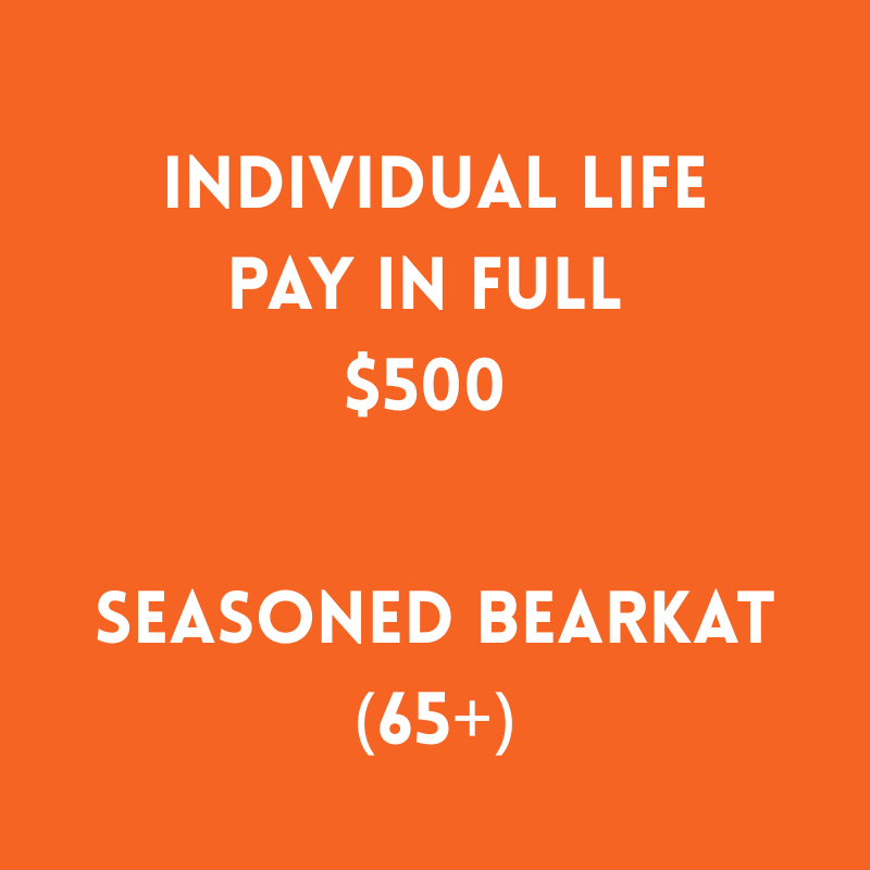 Seasoned Bearkat (65+) Life Membership $500 (PAY IN FULL)