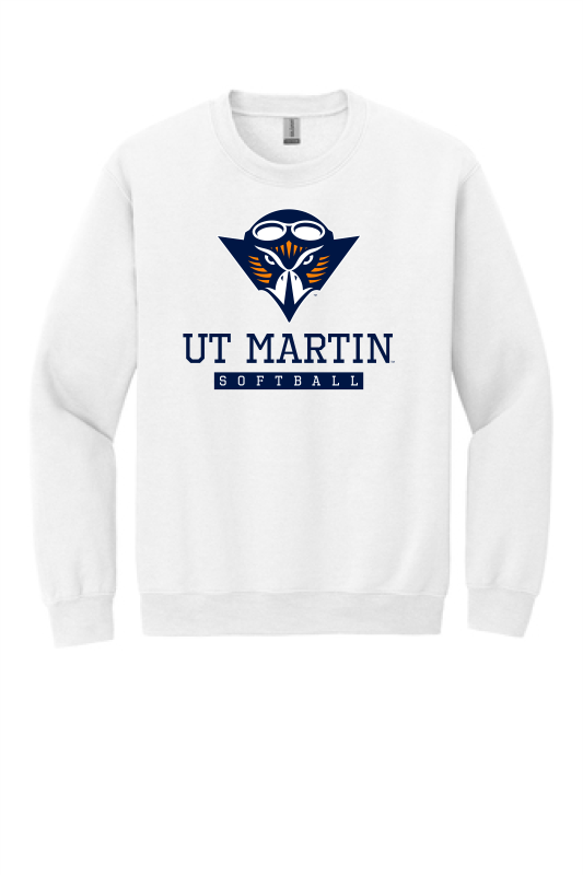 UTM Softball Gilden White Skyhawk Crew Neck Sweatshirt