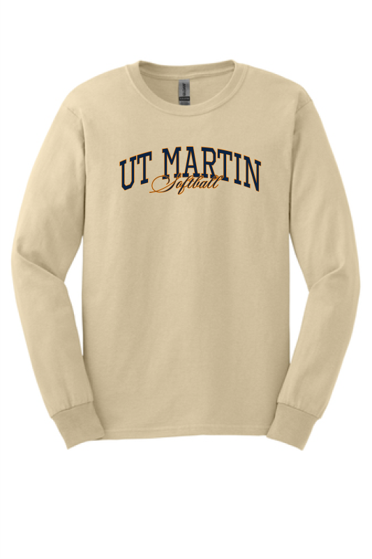 UTM Softball Gilden Khaki Cursive Long Sleeve T-shirt