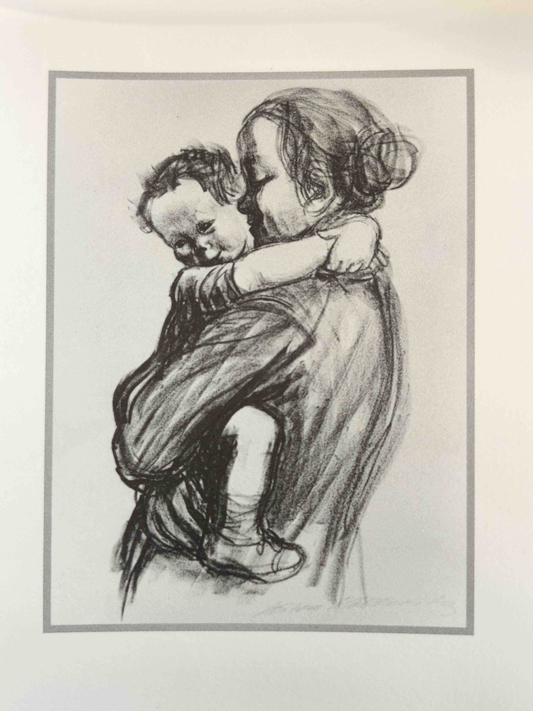 Blank Note Cards: "Mother with a Boy on Her Arm" by Kathe Kollwitz. Set of 5.